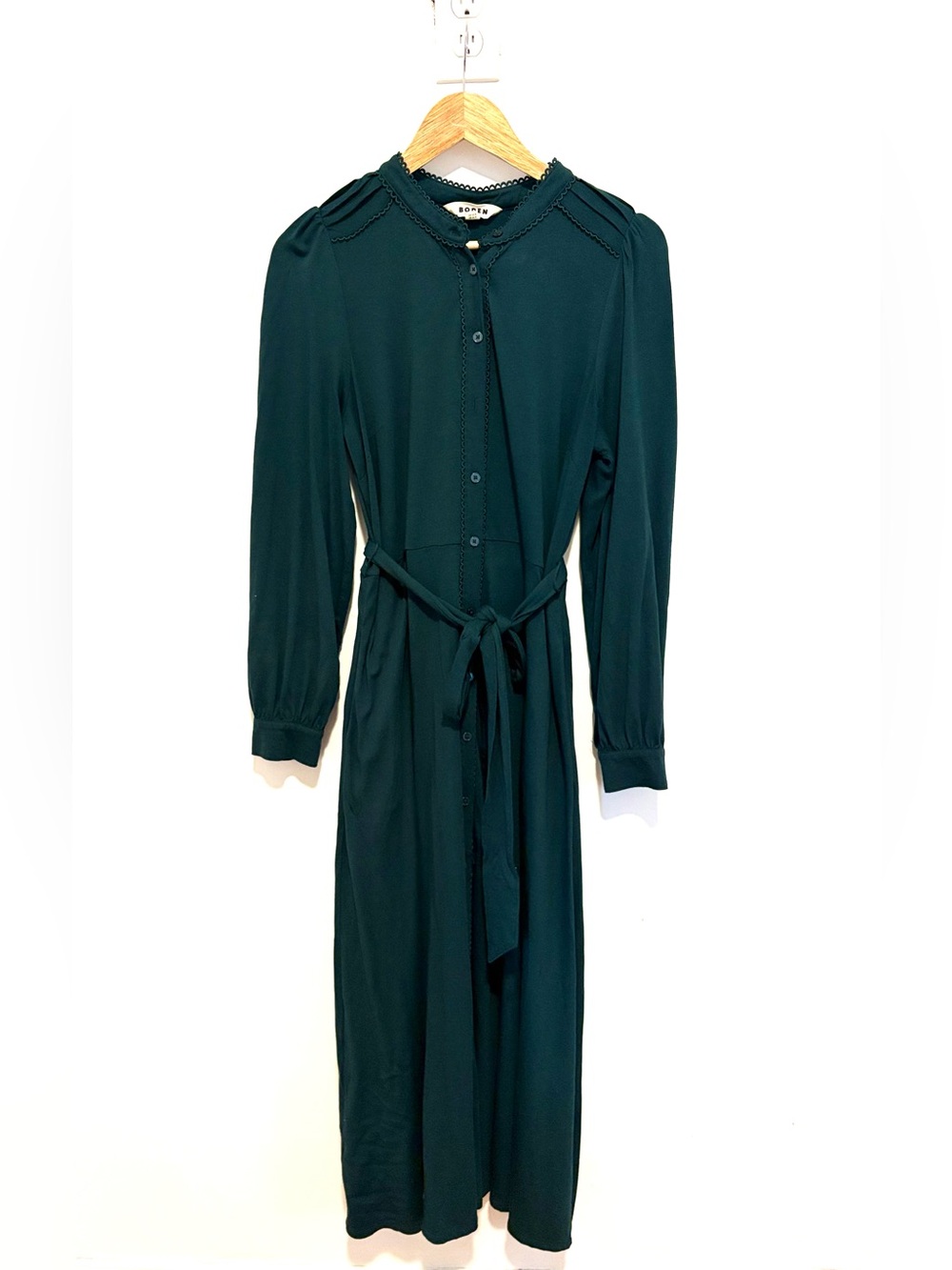 Boden  Green Long Sleeve Maxi Shirt Dress - Picture 3 of 6